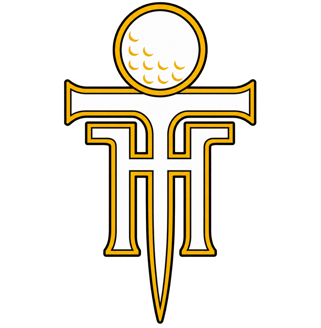 Tiger Hoods TH monogram with golf ball